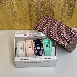 B-Fit Watch Colored Bands Fitness Tracker Set